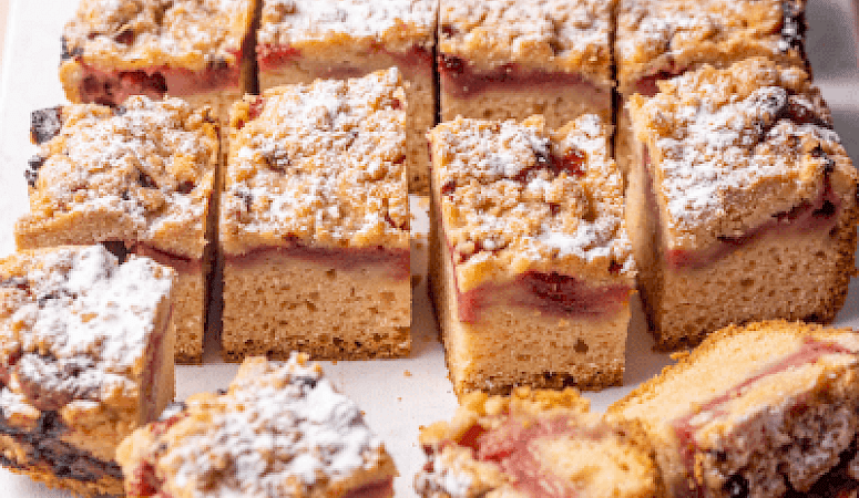 Recept - Aardbeien-kruimelcake